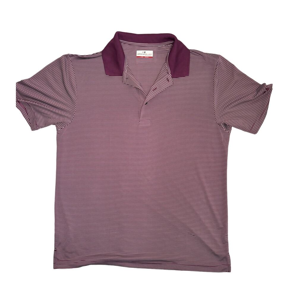Grand Slam  performance short sleeve polo shirt golf casual striped men’s L